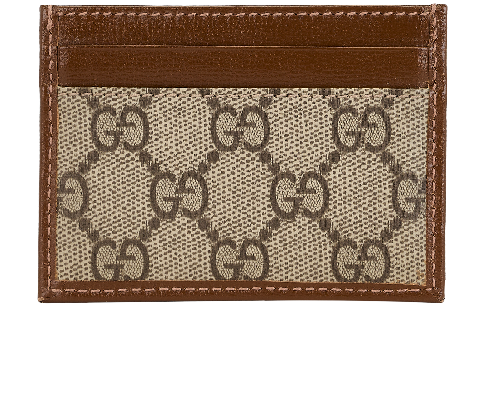 Gucci GG Card Holder, &pound;110, Accessories, Brown, Canvas/Leather, Back view